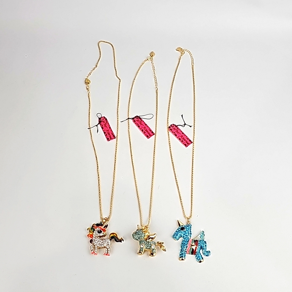 Lot of 3 Betsey Johnson Unicorn Necklaces